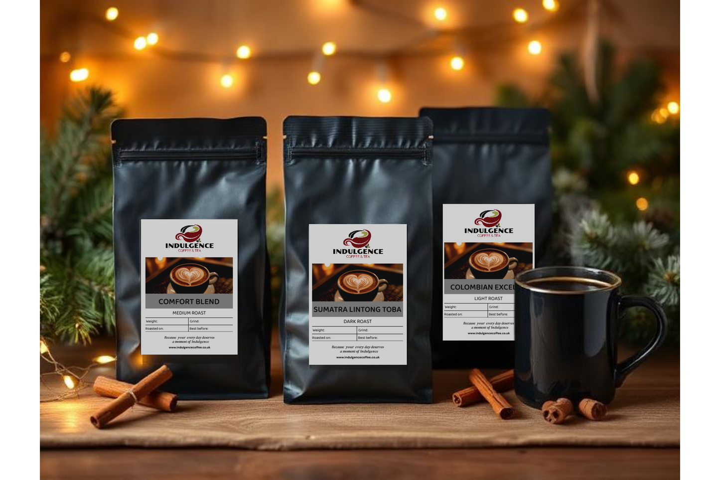 CHRISTMAS COFFEE COMFORT BUNDLE: Comfort Blend, Sumatra Lintong Toba, Colombian Excelso